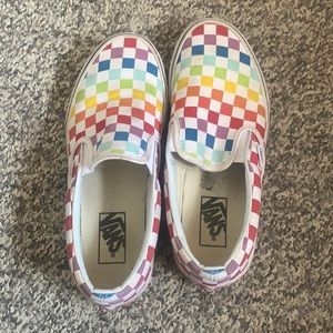Rainbow slip on vans